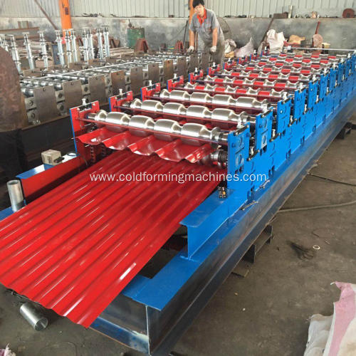 Double deck corrugated sheet roof forming machine